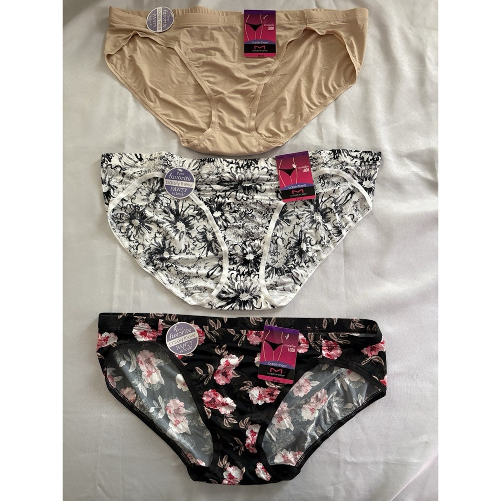NEW Maidenform Bikini Barely There Invisible Look Panties 3 Pair DMBTBK 2xlarge